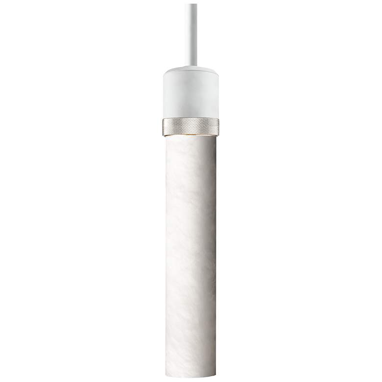 Image 1 Zigrina 3" E26 Cylindrical Pendant, 12" Alabaster, White with Nic