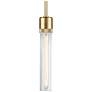 Zigrina 3" E26 Cylindrical Pendant, 12" Clear Glass and Aged Bras