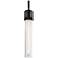 Zigrina 3" E26 Cylindrical Pendant, 12" Clear Glass and Black Fin