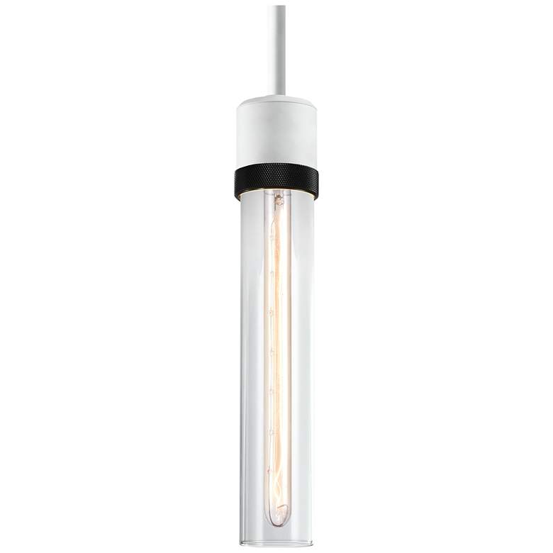 Image 1 Zigrina 3" E26 Cylindrical Pendant 12" Clear Glass and White &