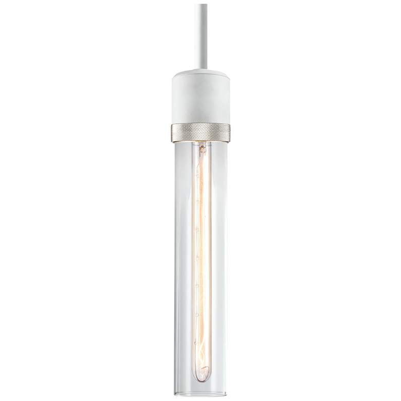 Image 1 Zigrina 3 inch E26 Cylindrical Pendant, 12 inch Clear Glass White &#38; N