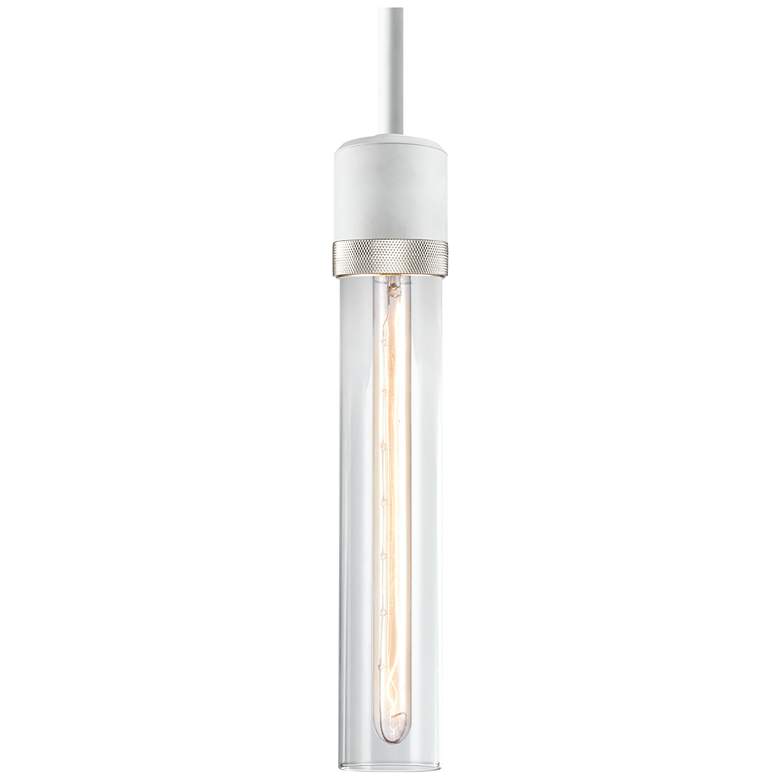 Image 1 Zigrina 3" E26 Cylindrical Pendant, 12" Clear Glass White & N