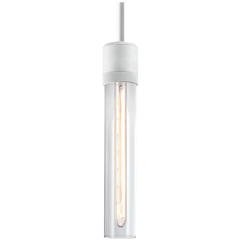 Image 1 Zigrina 3" E26 Cylindrical Pendant, 12" Clear Glass with Matte Wh