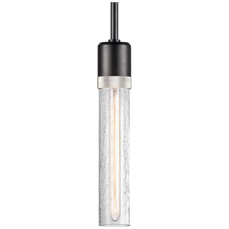 Image 1 Zigrina 3" E26 Cylindrical Pendant 12" Crackle Glass, Black &
