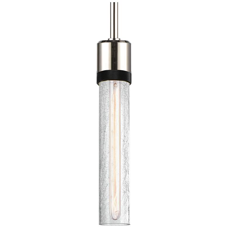 Image 1 Zigrina 3" E26 Cylindrical Pendant 12" Crackle Glass, Nickel &