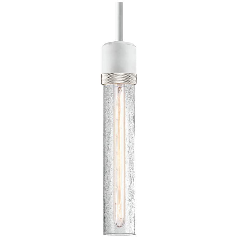 Image 1 Zigrina 3" E26 Cylindrical Pendant 12" Crackle Glass, White &
