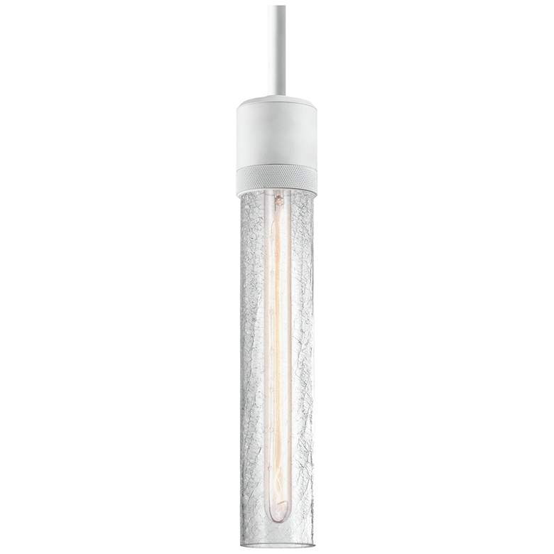 Image 1 Zigrina 3" E26 Cylindrical Pendant, 12" Crackled Glass and White
