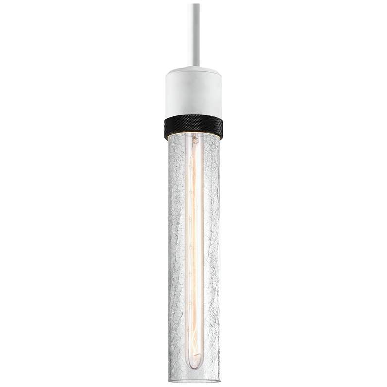 Image 1 Zigrina 3" E26 Cylindrical Pendant 12" Crackled Glass, White &