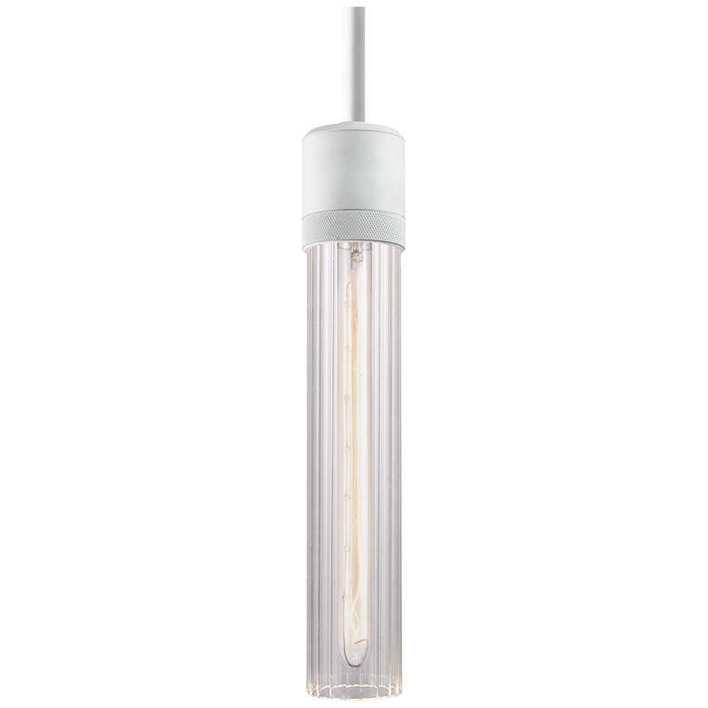 Image 1 Zigrina 3 inch E26 Cylindrical Pendant, 12 inch Fluted Glass and Matte Wh