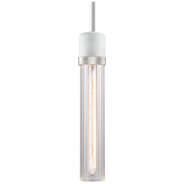 Image 1 Zigrina 3" E26 Cylindrical Pendant, 12" Fluted Glass, White &