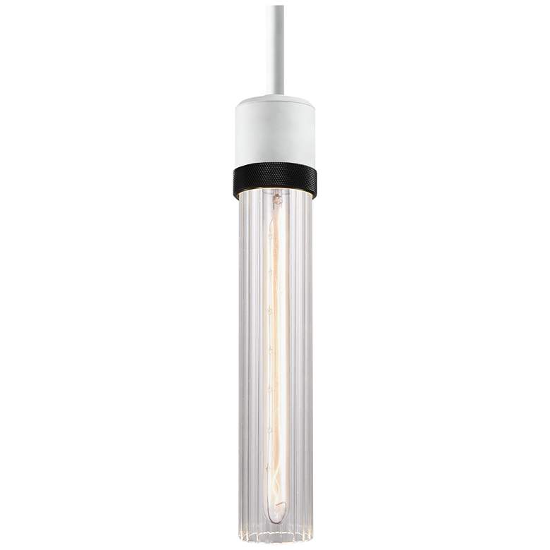 Image 1 Zigrina 3" E26 Cylindrical Pendant, 12" Fluted Glass White &