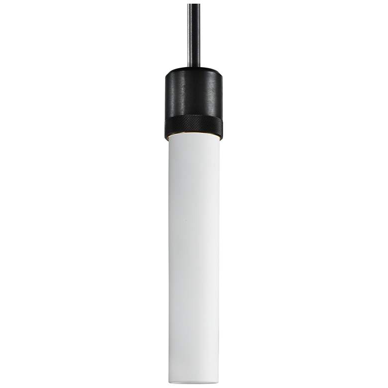 Image 1 Zigrina 3" E26 Cylindrical Pendant, 12" Frosted Glass and Black F