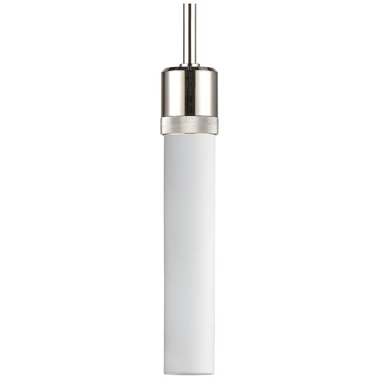 Image 1 Zigrina 3" E26 Cylindrical Pendant, 12" Frosted Glass and Nickel