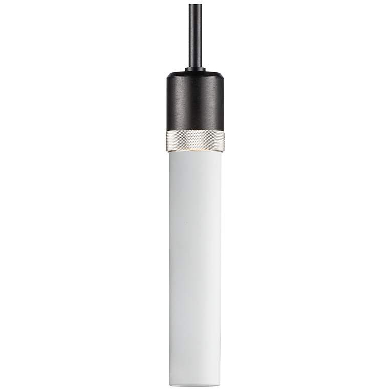 Image 1 Zigrina 3" E26 Cylindrical Pendant 12" Frosted Glass, Black &
