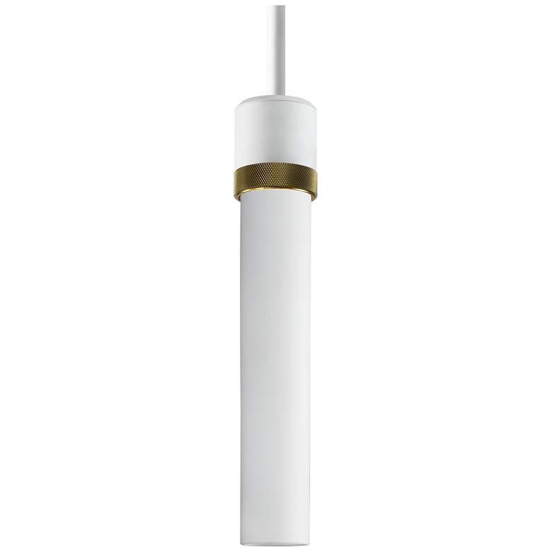 Image 1 Zigrina 3 inch E26 Cylindrical Pendant, 12 inch Frosted Glass, White &#38