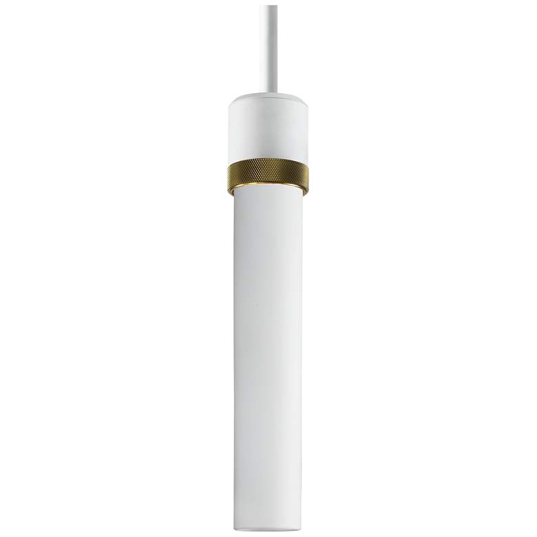 Image 1 Zigrina 3" E26 Cylindrical Pendant, 12" Frosted Glass, White &
