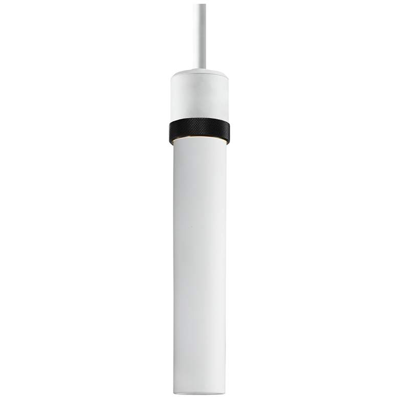 Image 1 Zigrina 3" E26 Cylindrical Pendant, 12" Frosted Glass, White &