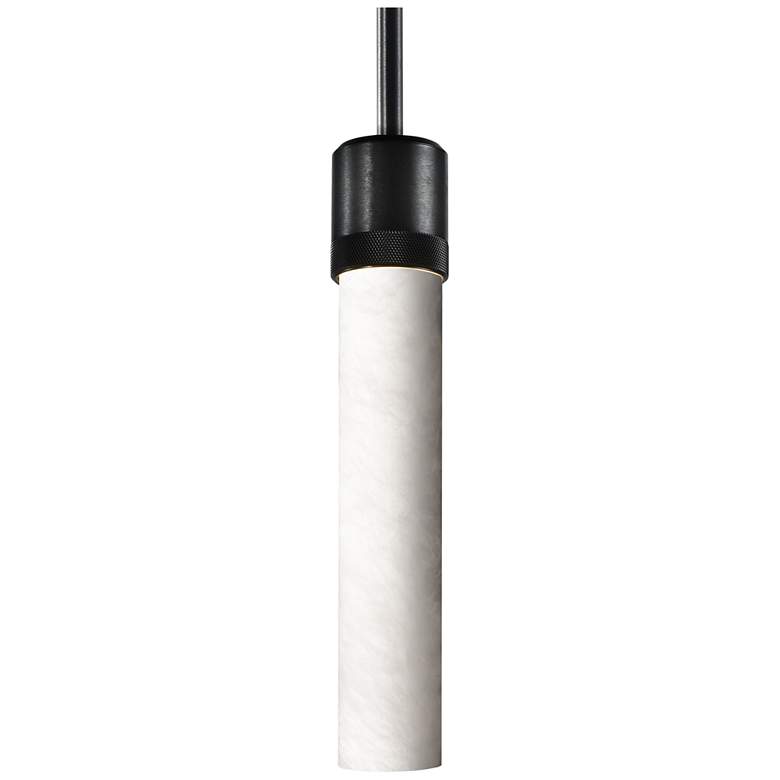 Image 1 Zigrina 3" E26 Cylindrical Pendant, 12" Spanish Alabaster and Bla