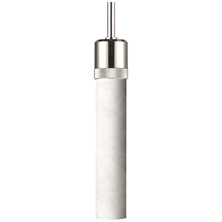 Image 1 Zigrina 3" E26 Cylindrical Pendant, 12" Spanish Alabaster and Nic