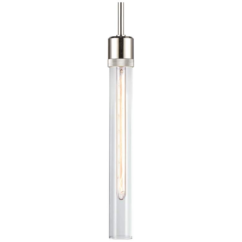 Image 1 Zigrina 3" E26 Cylindrical Pendant, 18" Clear Glass and Nickel Fi