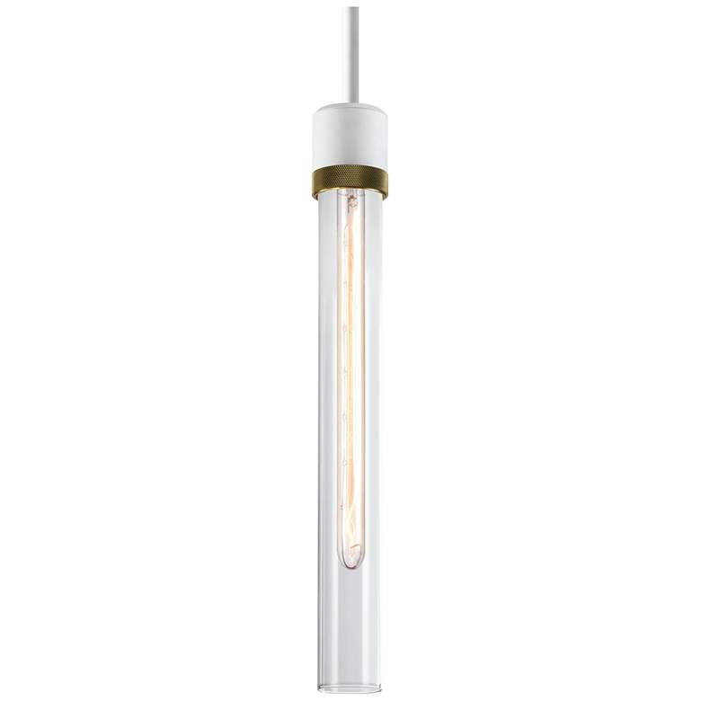 Image 1 Zigrina 3" E26 Cylindrical Pendant 18" Clear Glass and White &