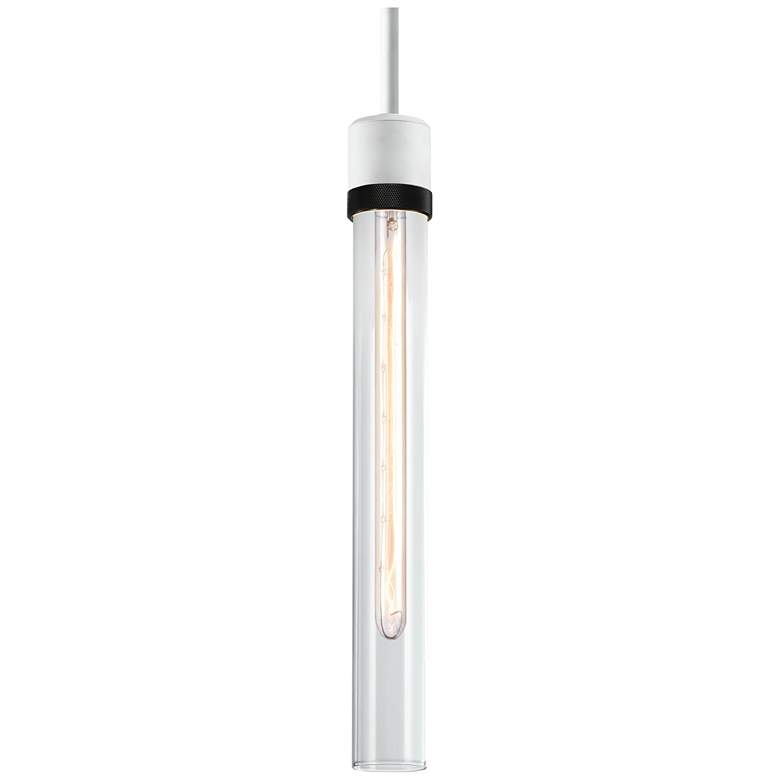 Image 1 Zigrina 3" E26 Cylindrical Pendant 18" Clear Glass and White &