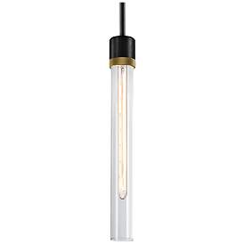 Image1 of Zigrina 3" E26 Cylindrical Pendant, 18" Clear Glass, Black &