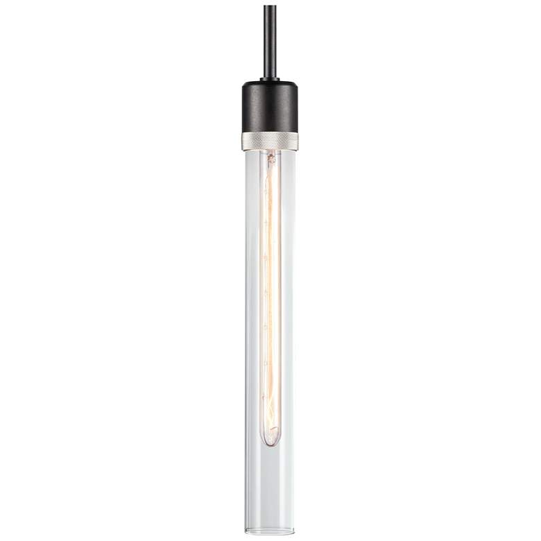 Image 1 Zigrina 3" E26 Cylindrical Pendant, 18" Clear Glass, Black &