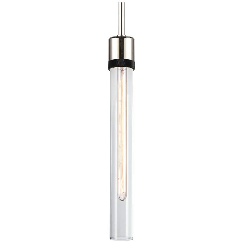 Image 1 Zigrina 3" E26 Cylindrical Pendant, 18" Clear Glass, Nickel &