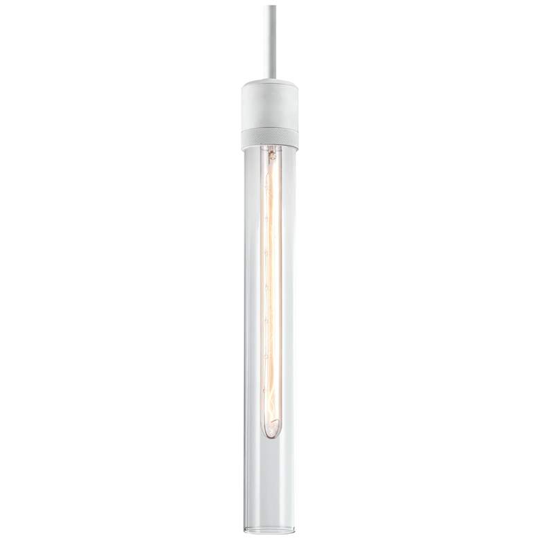 Image 1 Zigrina 3" E26 Cylindrical Pendant, 18" Clear Glass with Matte Wh