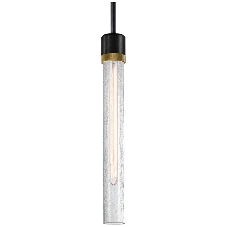 Image 1 Zigrina 3" E26 Cylindrical Pendant, 18" Crackle Glass, Black &