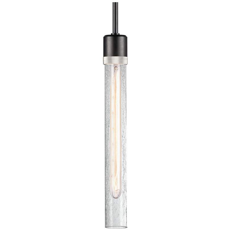 Image 1 Zigrina 3" E26 Cylindrical Pendant 18" Crackle Glass, Black &