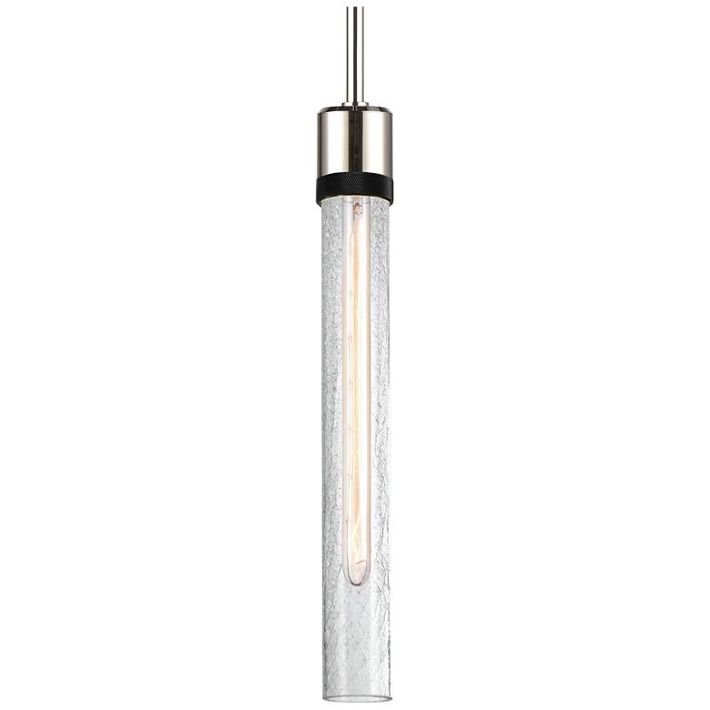 Image 1 Zigrina 3" E26 Cylindrical Pendant 18" Crackle Glass, Nickel &