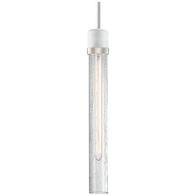 Image 1 Zigrina 3" E26 Cylindrical Pendant 18" Crackle Glass, White &