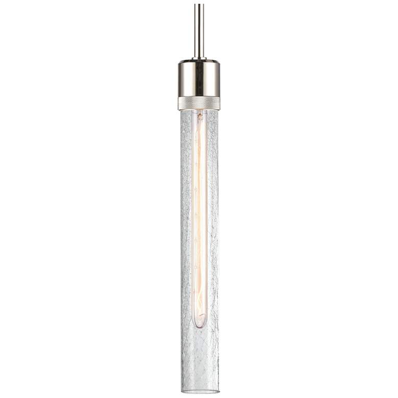 Image 1 Zigrina 3" E26 Cylindrical Pendant, 18" Crackled Glass and Nickel