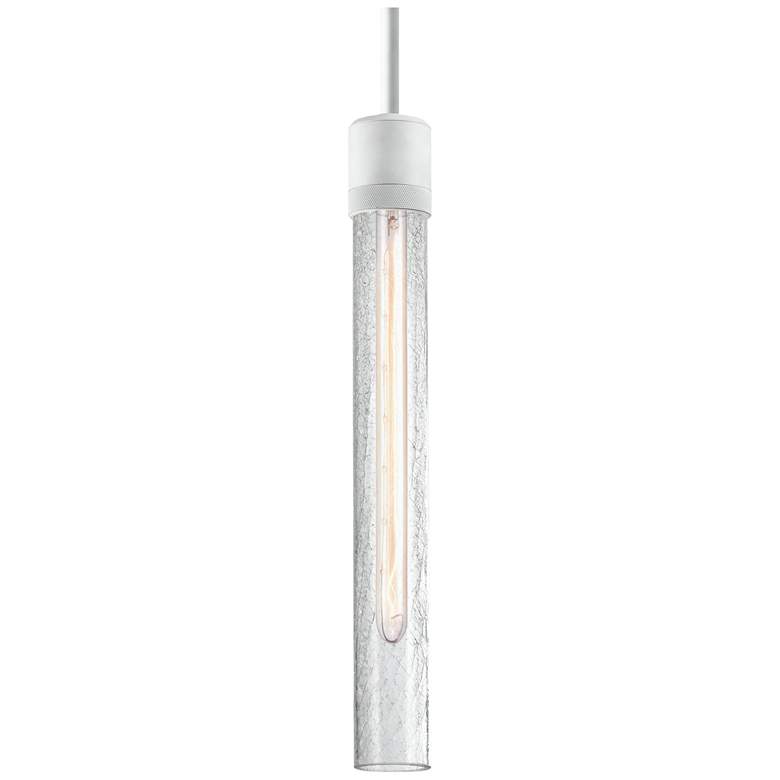 Image 1 Zigrina 3" E26 Cylindrical Pendant, 18" Crackled Glass and White