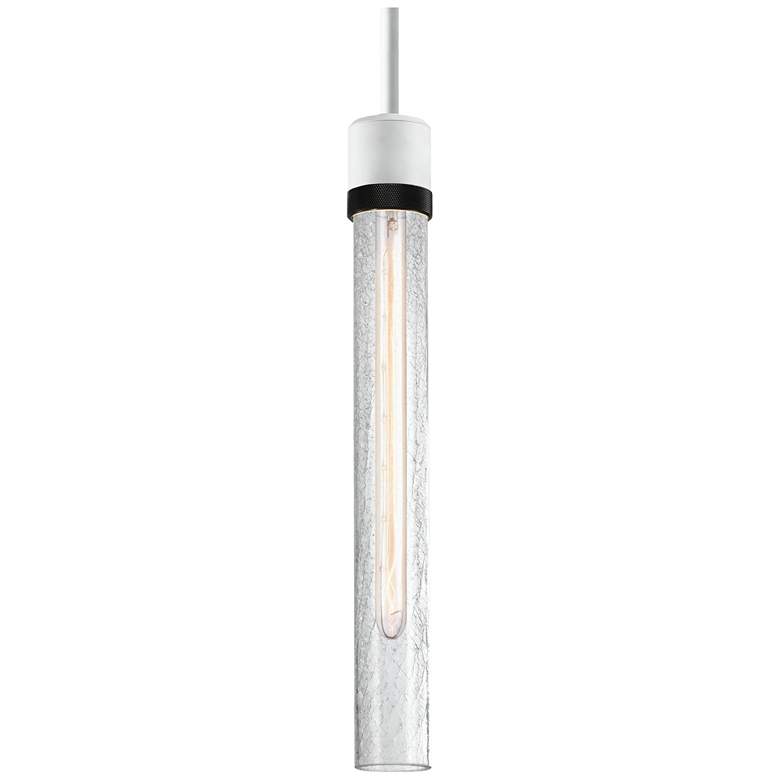 Image 1 Zigrina 3" E26 Cylindrical Pendant 18" Crackled Glass, White &