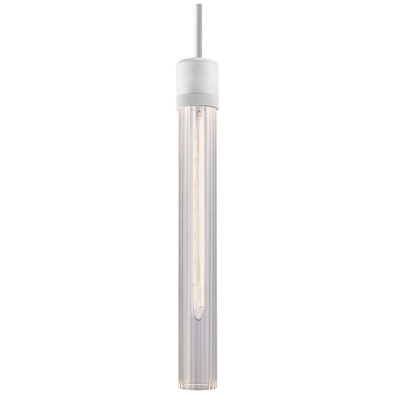 Image 1 Zigrina 3 inch E26 Cylindrical Pendant, 18 inch Fluted Glass and Matte Wh