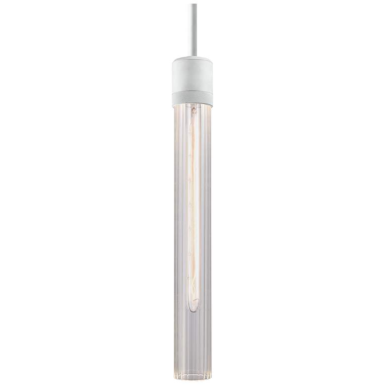 Image 1 Zigrina 3" E26 Cylindrical Pendant, 18" Fluted Glass and Matte Wh