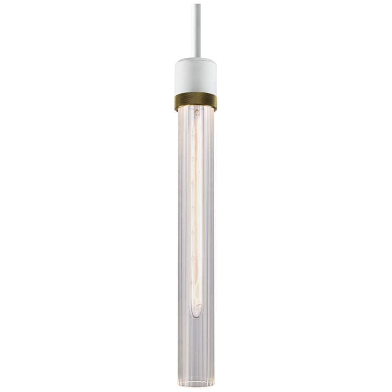 Image 1 Zigrina 3" E26 Cylindrical Pendant, 18" Fluted Glass White &