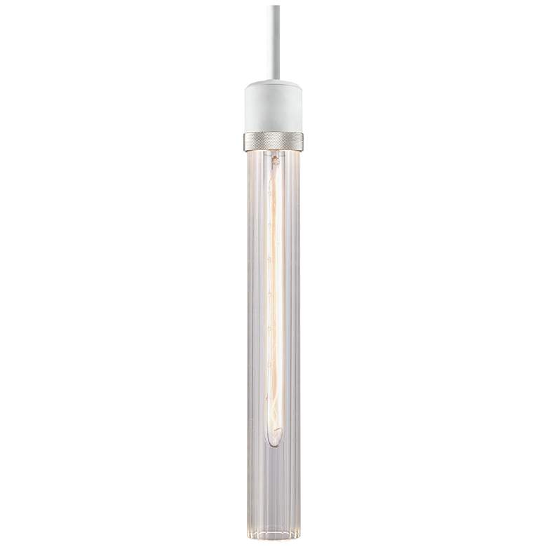 Image 1 Zigrina 3 inch E26 Cylindrical Pendant, 18 inch Fluted Glass, White &#38;