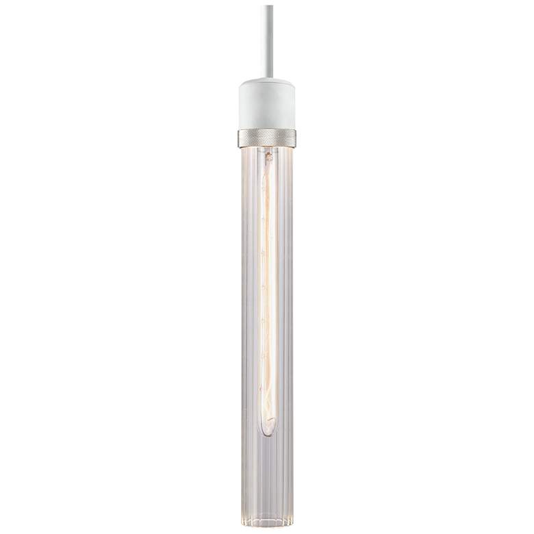 Image 1 Zigrina 3" E26 Cylindrical Pendant, 18" Fluted Glass, White &