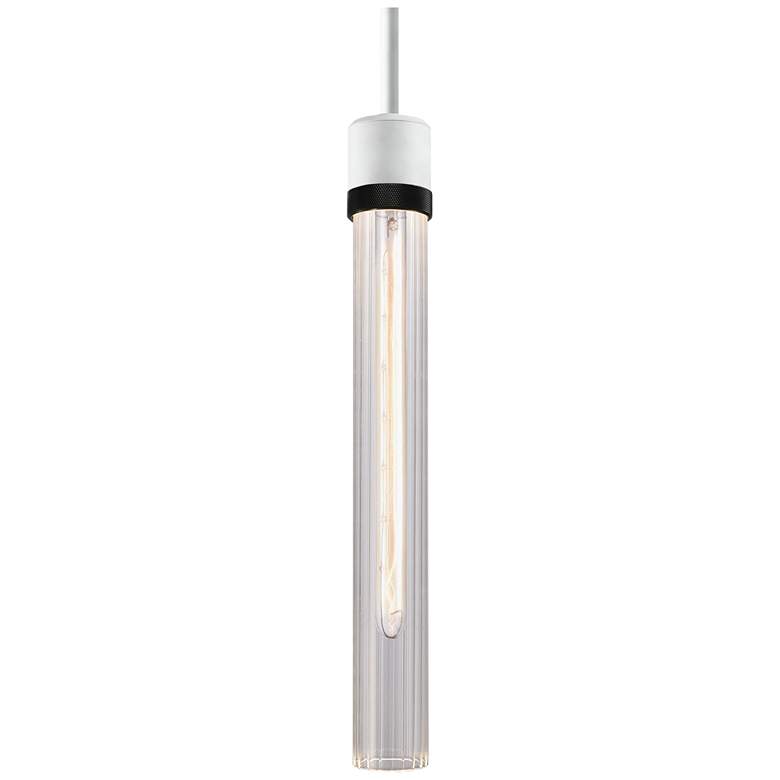 Image 1 Zigrina 3" E26 Cylindrical Pendant, 18" Fluted Glass White &