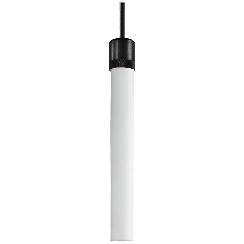 Image 1 Zigrina 3" E26 Cylindrical Pendant, 18" Frosted Glass and Black F