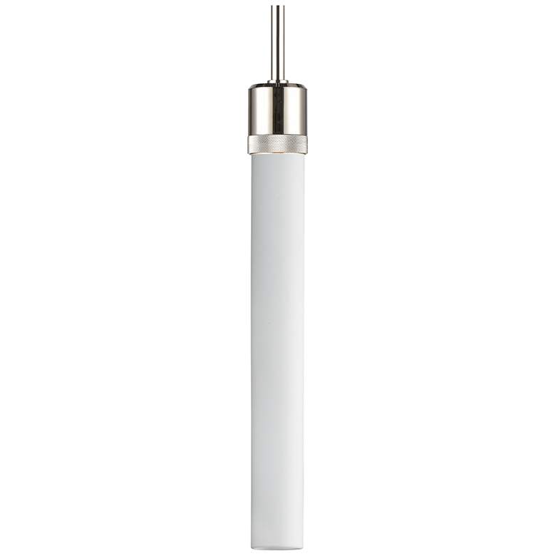 Image 1 Zigrina 3" E26 Cylindrical Pendant, 18" Frosted Glass and Nickel