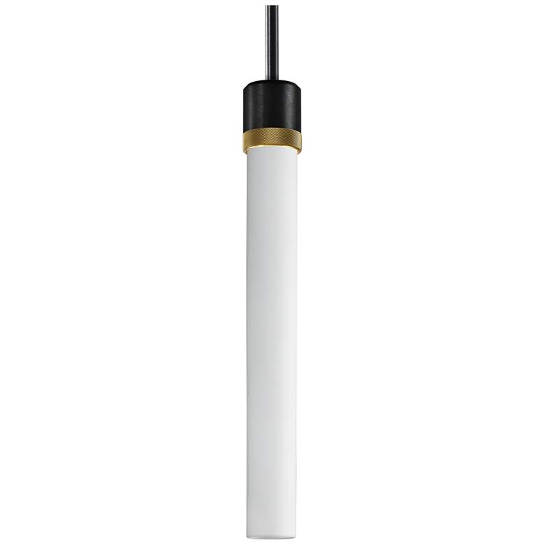 Image 1 Zigrina 3" E26 Cylindrical Pendant, 18" Frosted Glass, Black &