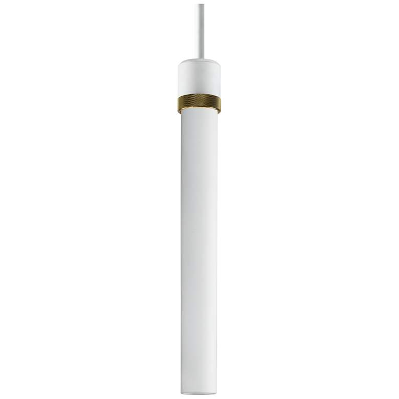 Image 1 Zigrina 3" E26 Cylindrical Pendant, 18" Frosted Glass, White &