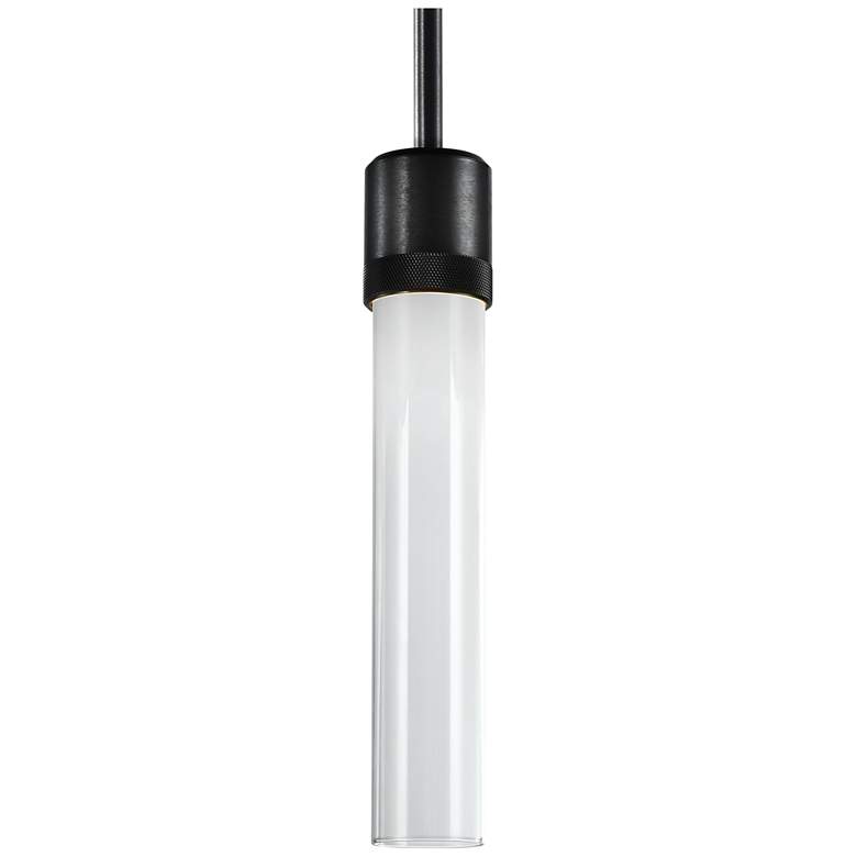 Image 1 Zigrina 3" LED 3CCT Cylindrical Pendant, 12" Clear Glass and Blac