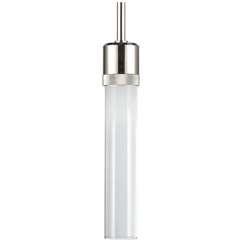 Image 1 Zigrina 3" LED 3CCT Cylindrical Pendant, 12" Clear Glass and Nick