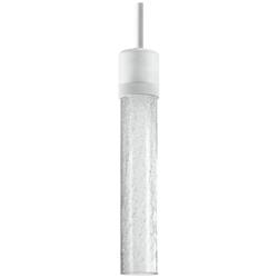 Zigrina 3&quot; LED 3CCT Cylindrical Pendant, 12&quot; Crackle Glass, White